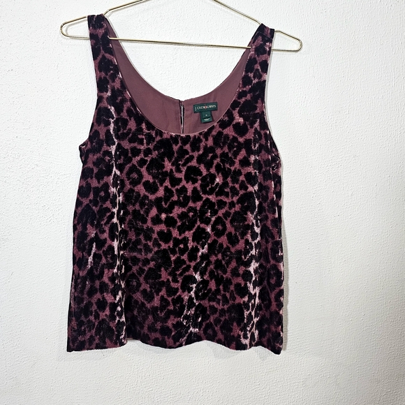 J. Crew Burgundy Leopard Velvet Tank Top - Picture 3 of 14